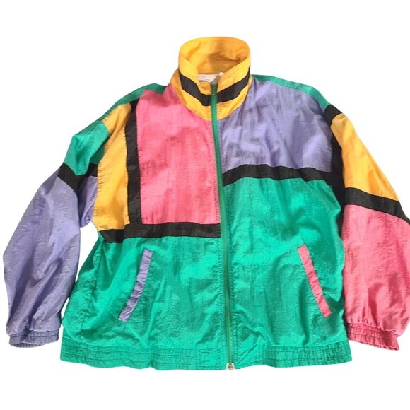 Vintage Blair Boutique Color Blocking Windbreaker 1980's Tracksuit Size L - Picture 4 of 16